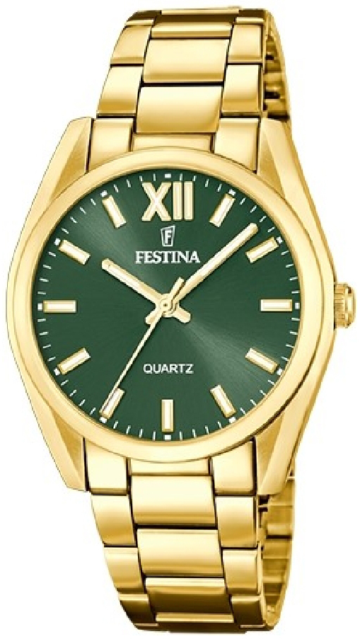 Festina Damklocka F20640-4 Boyfriend Grön/Gulguldtonat stål Ø36.8 - Festina
