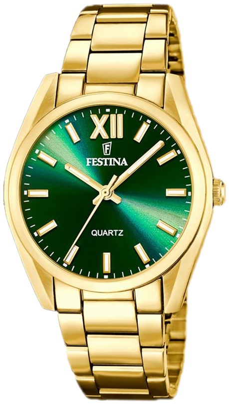 Festina Damklocka F20640-9 Boyfriend Grön/Gulguldtonat stål Ø36.8 - Festina