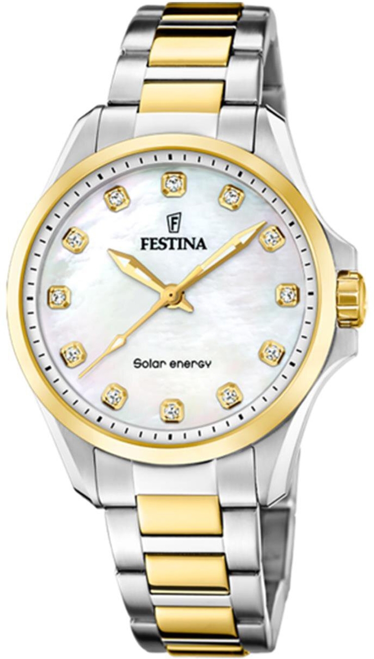 Festina Damklocka F20655-1 Solar Energy Flerfärgad/Guldtonat stål - Festina