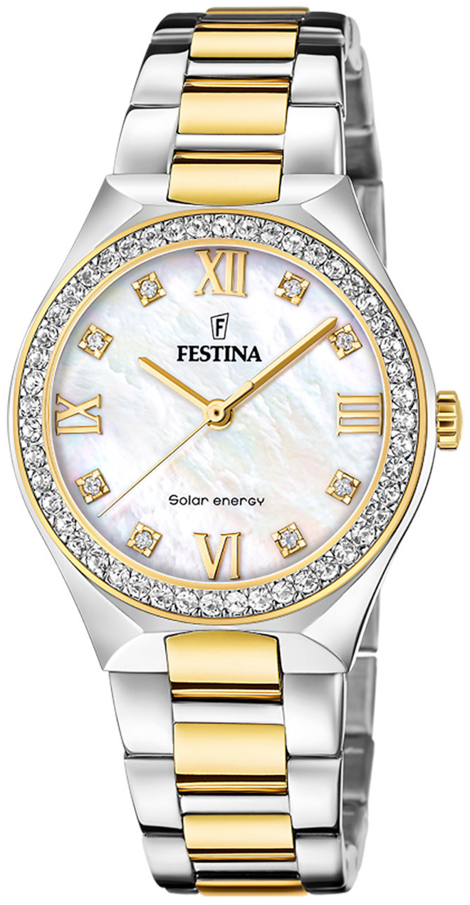 Festina Damklocka F20659-1 Petite Vit/Gulguldtonat stål Ø35 mm - Festina