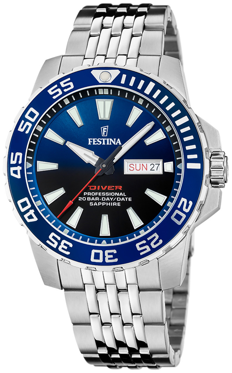 Festina Herrklocka F20661-1 Diver Blå/Stål Ø45 mm - Festina