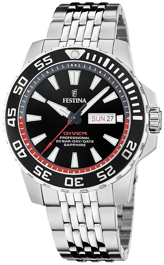 Festina Herrklocka F20661-3 Diver Svart/Stål Ø45 mm - Festina