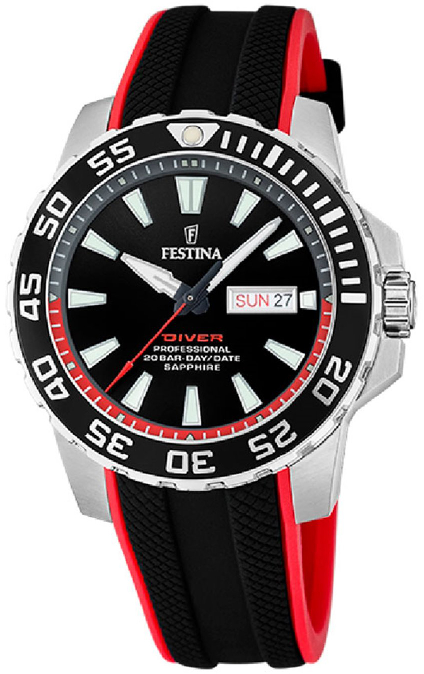 Festina Herrklocka F20662-3 The Original Diver Svart/Gummi Ø45 mm - Festina