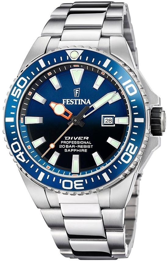 Festina Herrklocka F20663-1 Diver Blå/Stål Ø46 mm - Festina