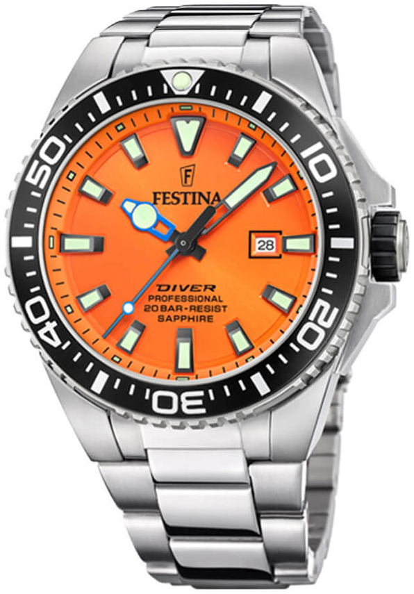 Festina Herrklocka F20663-4 Diver Orange/Stål Ø45.7 mm - Festina