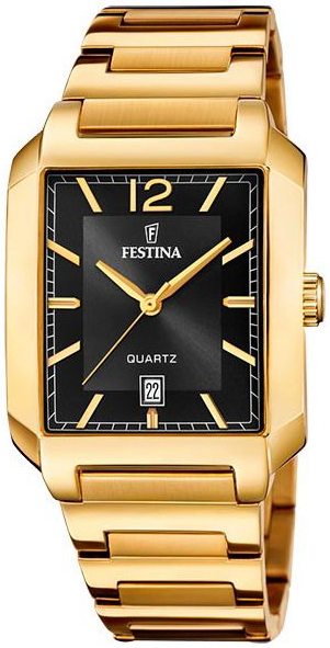 Festina Herrklocka F20678-4 Classic Svart/Gulguldtonat stål