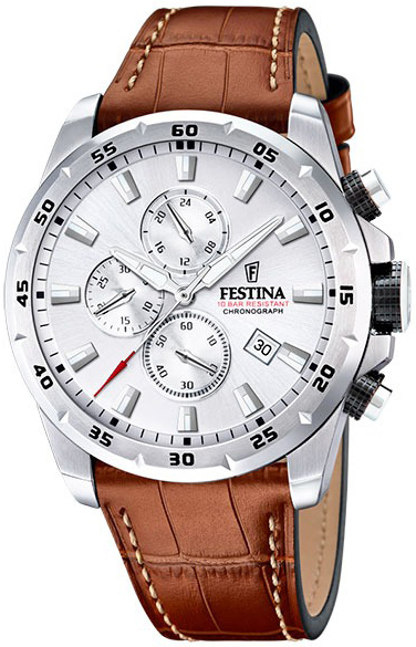 Festina Herrklocka F20692-1 Timeless Silverfärgad/Läder Ø44.5 mm - Festina