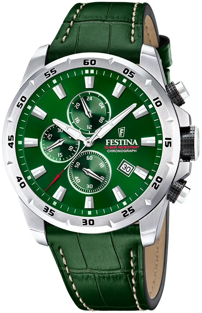 Festina Herrklocka F20692-3 Timeless Grön/Läder Ø44.5 mm