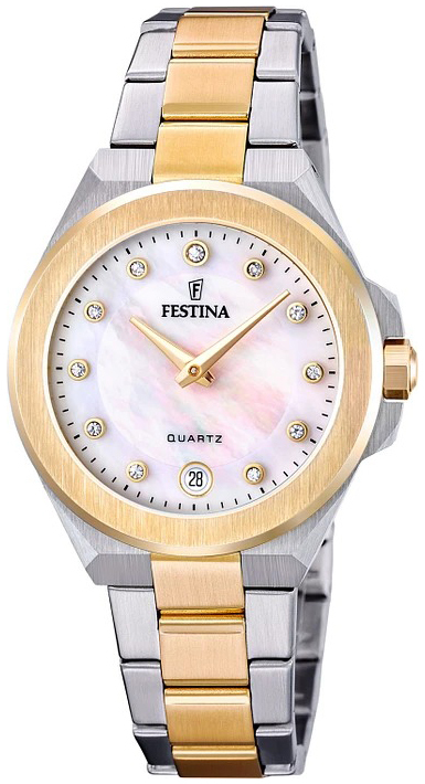 Festina Damklocka F20702-1 Mademoiselle Vit/Gulguldtonat stål Ø33 mm - Festina