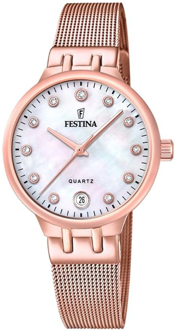 Festina Damklocka F20716-1 Mademoiselle Vit/Roséguldstonat stål