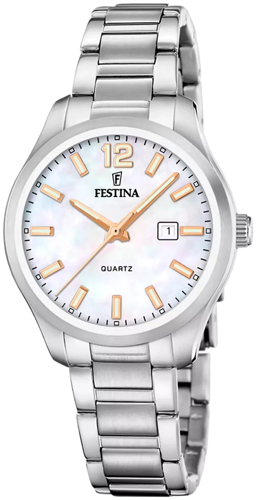 Festina Damklocka F20737-6 Classic Vit/Stål Ø34 mm