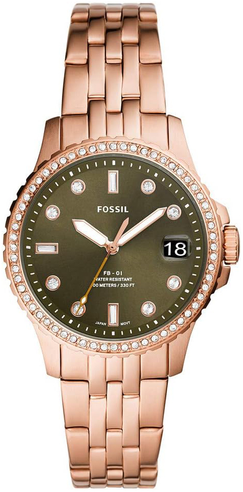 Fossil Damklocka ES4970 Classic Grön/Roséguldstonat stål Ø36 mm - Fossil