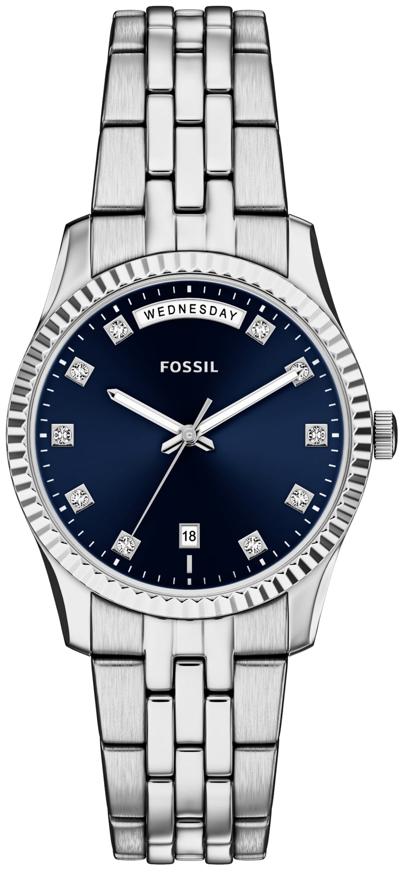 Fossil Damklocka ES5457 Scarlette Bl&aring;/St&aring;l &Oslash;34 mm