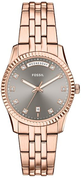 Fossil Damklocka ES5459 Scarlette Gr&aring;/Ros&eacute;guldstonat st&aring;l &Oslash;34 mm