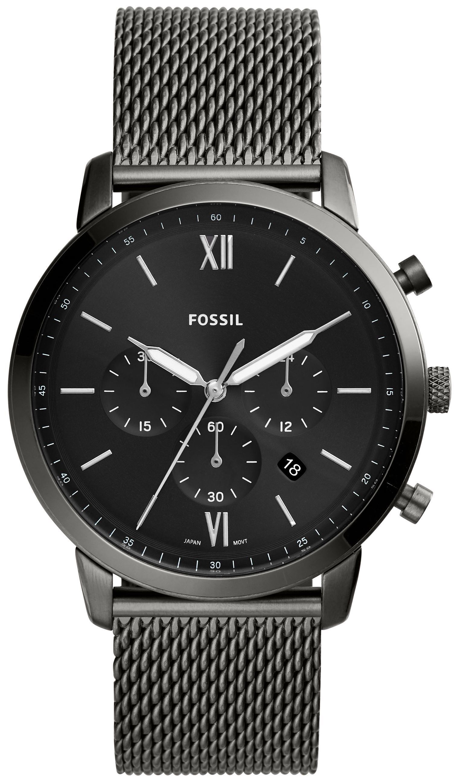 Fossil Herrklocka FS5699 Neutra Chronograph Svart/Stål Ø44 mm - Fossil