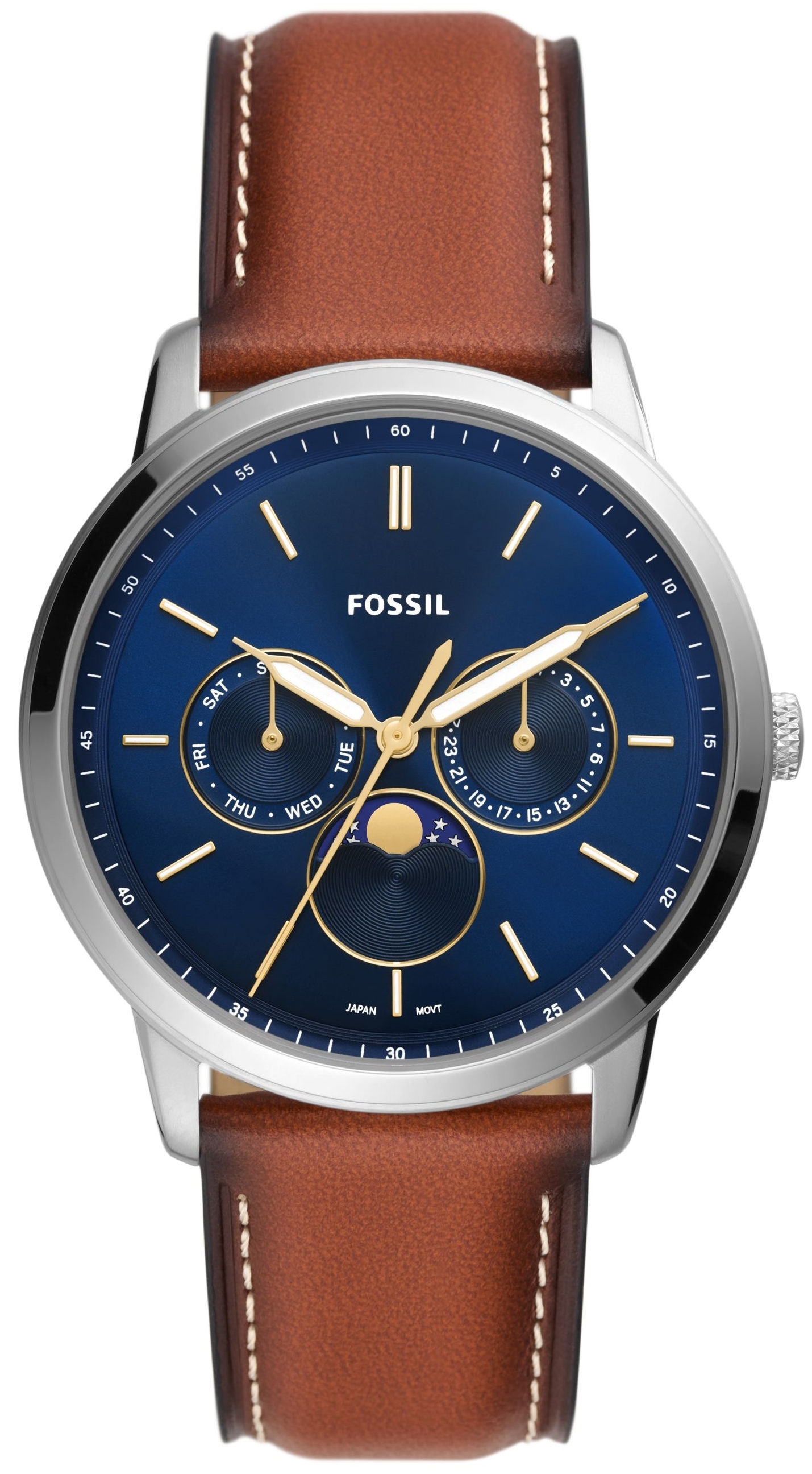 Fossil Herrklocka FS5903 Neutra Minimalist Blå/Läder Ø42 mm - Fossil