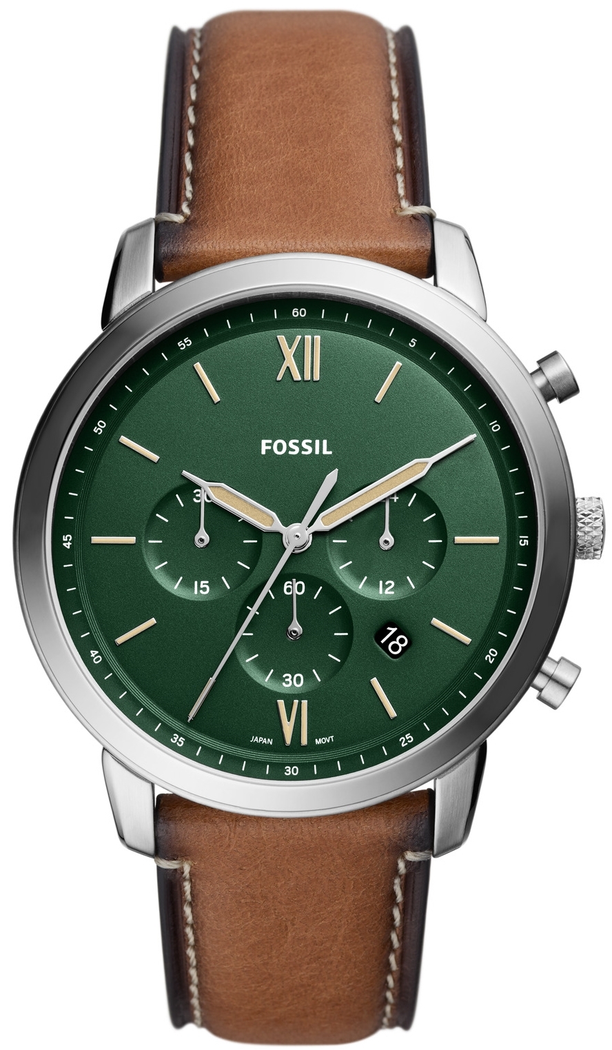 Fossil Herrklocka FS5963 Neutra Gr&ouml;n/L&auml;der &Oslash;44 mm