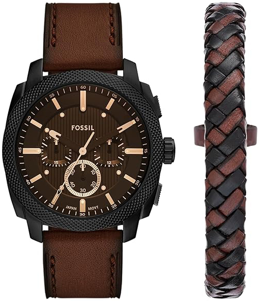 Fossil Herrklocka FS6102SET Machine Brun/Läder Ø44 mm - Fossil