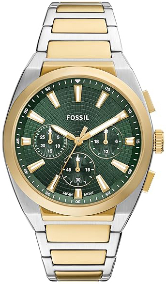 Fossil Herrklocka FS6106 Everett Grön/Gulguldtonat stål Ø44 mm - Fossil