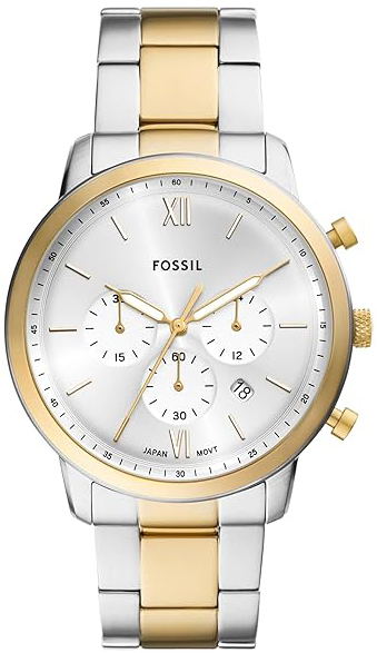 Fossil Herrklocka FS6112 Neutra Silverfärgad/Gulguldtonat stål Ø44 - Fossil