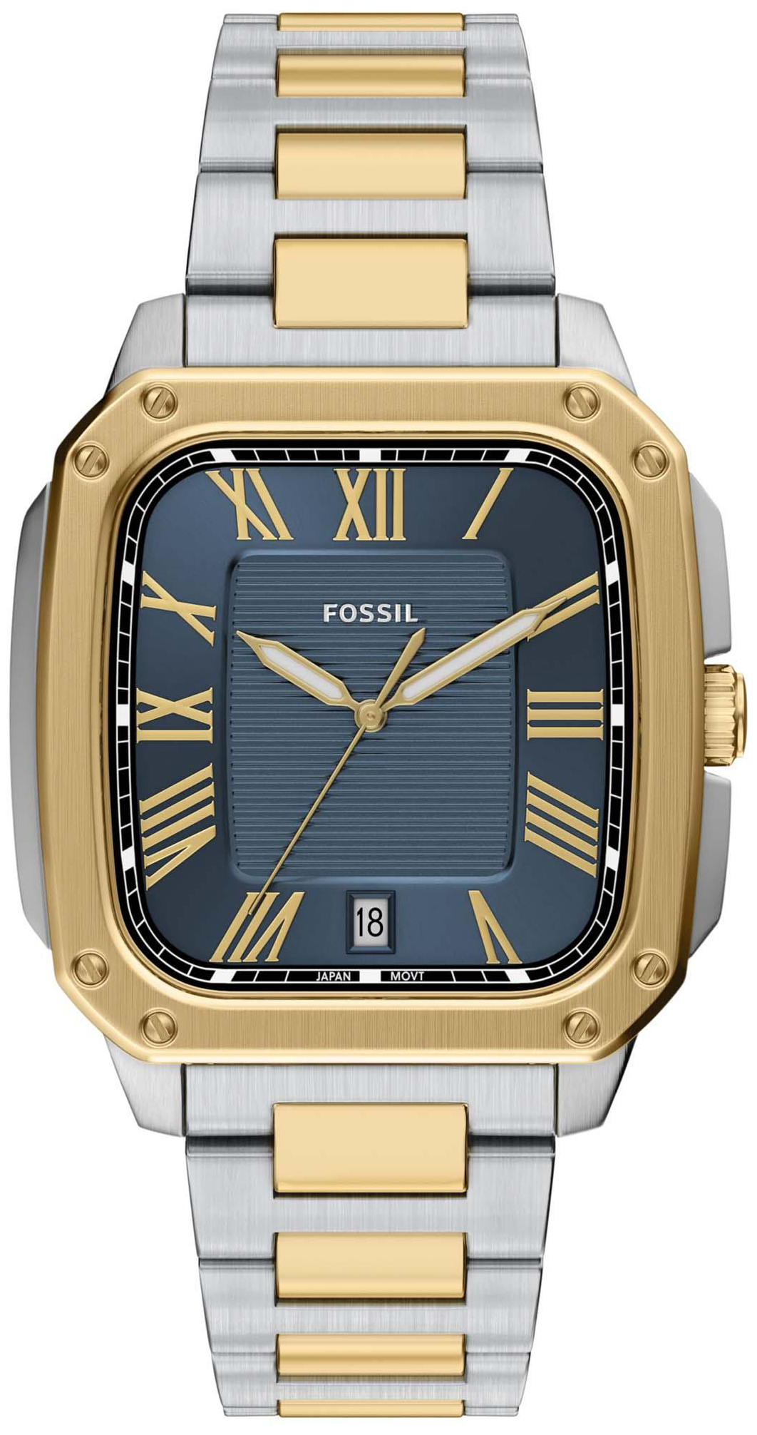 Fossil Herrklocka FS6161 Crosby Bl&aring;/Gulguldtonat st&aring;l