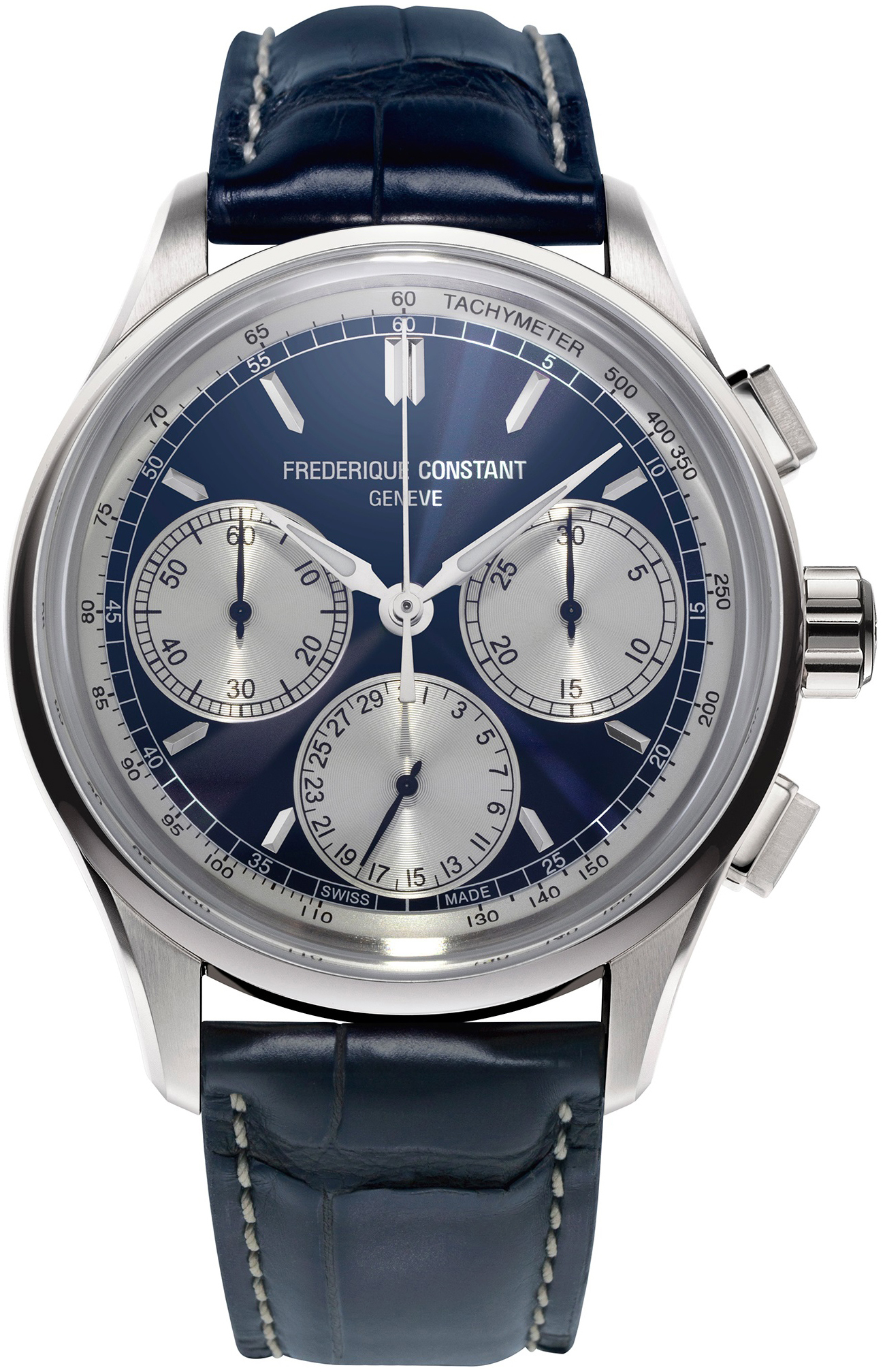 Frederique Constant Herrklocka FC-760NS4H6 Flyback Blå/Läder Ø42 mm - Frederique Constant