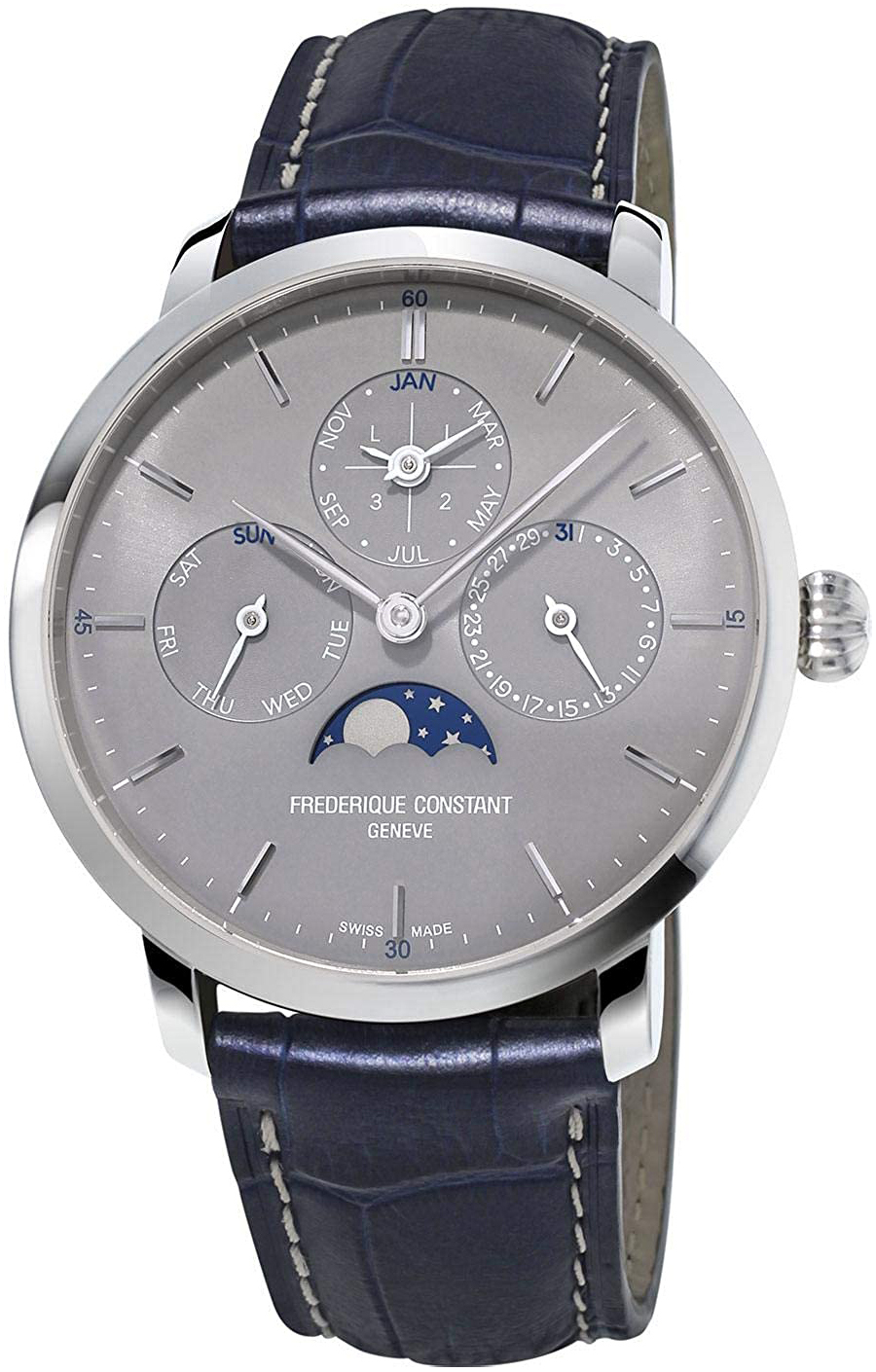 Frederique Constant Herrklocka FC-775G4S6 Slimline Grå/Läder Ø42 mm - Frederique Constant