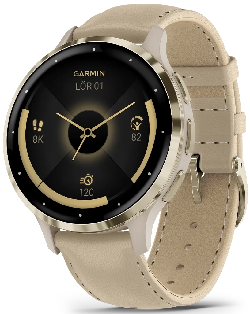 Garmin 010-02785-55 Venu 3S Svart/Läder Ø41 mm - Garmin