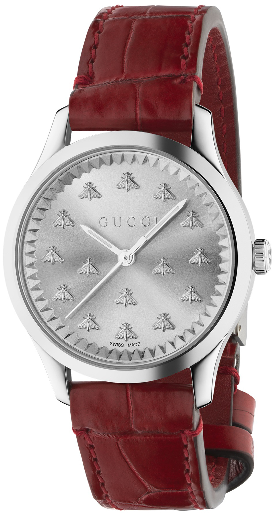 Gucci YA1264218 G-Timeless Silverfärgad/Läder Ø38 mm - Gucci