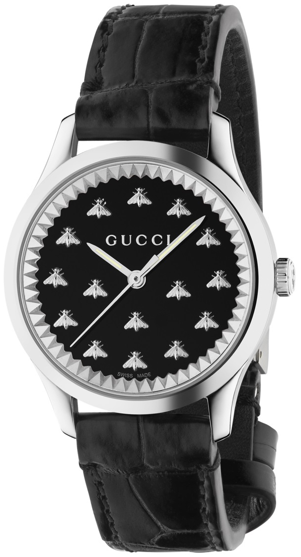 Gucci Damklocka YA1265055 G-Timeless Svart/Läder Ø32 mm - Gucci