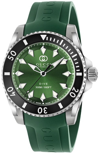 Gucci Herrklocka YA136360 Dive Gr&ouml;n/Gummi &Oslash;40 mm