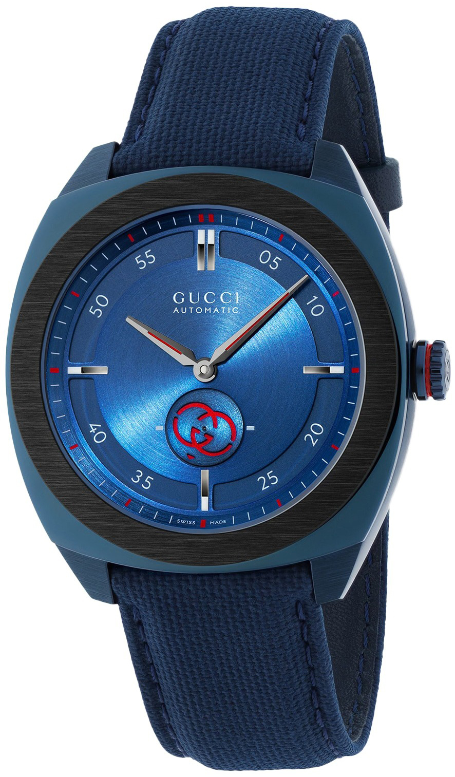 Gucci Herrklocka YA142331 Interlocking Blå/Gummi - Gucci