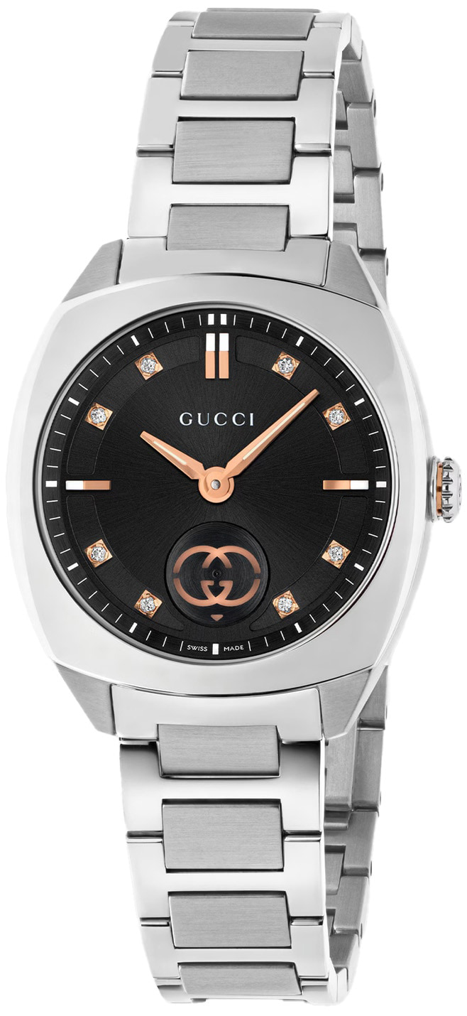 Gucci Damklocka YA142513 Interlocking Svart/Stål Ø29 mm