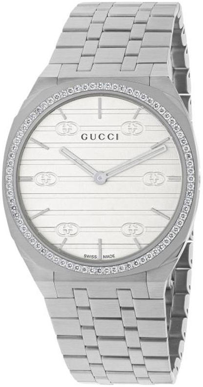 Gucci 25H Damklocka YA163401 Vit/Stål Ø34 mm - Gucci