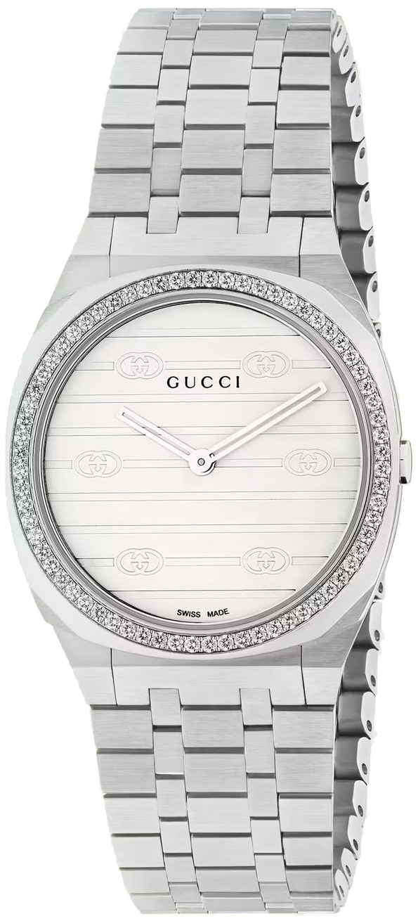 Gucci 25H Damklocka YA163503 Vit/Stål Ø30 mm - Gucci