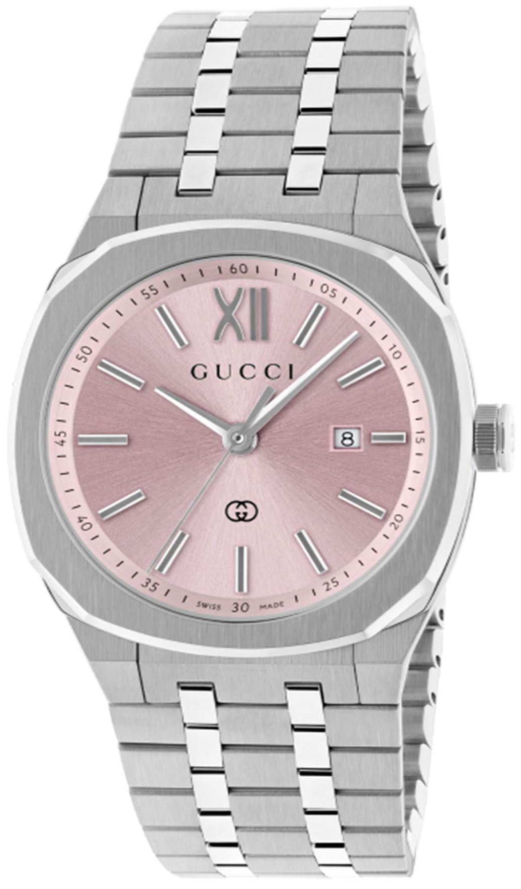 Gucci 25H Damklocka YA163509 Rosa/Stål Ø30 mm