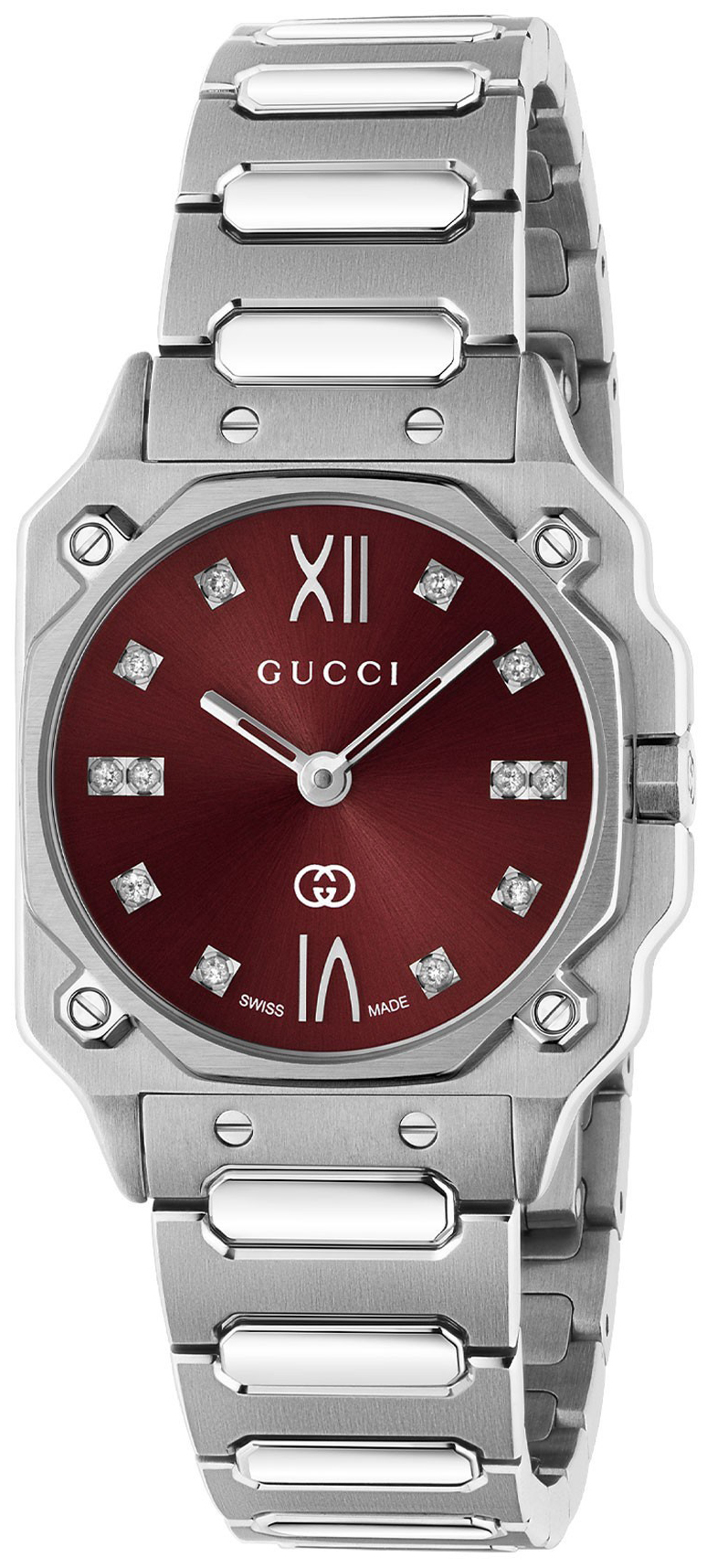 Gucci Damklocka YA166508 G Flat Brun/Stål