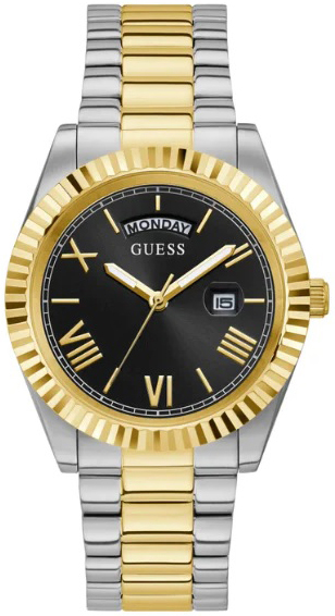 Guess Herrklocka GW0265G5 Connoisseur Svart/Gulguldtonat stål Ø42 mm