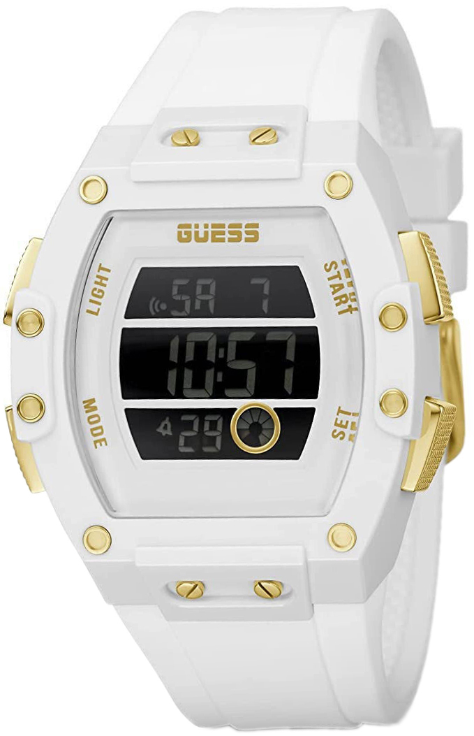 Guess Herrklocka GW0340G1 Tonneau Vit/Gummi Ø45 mm