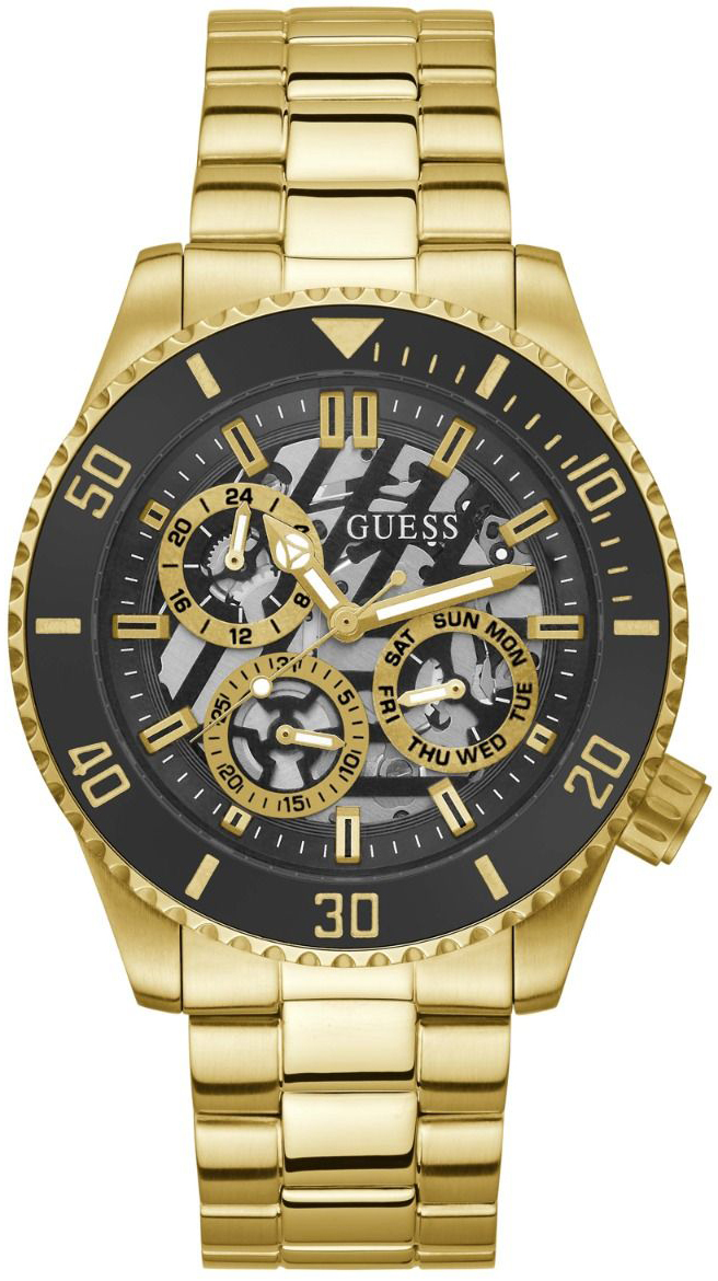 Guess Herrklocka GW0488G2 Classic Svart/Gulguldtonat stål Ø45 mm - Guess