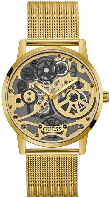 Guess Herrklocka GW0538G2 Skelettskuren/Gulguldtonat stål Ø42 mm - Guess
