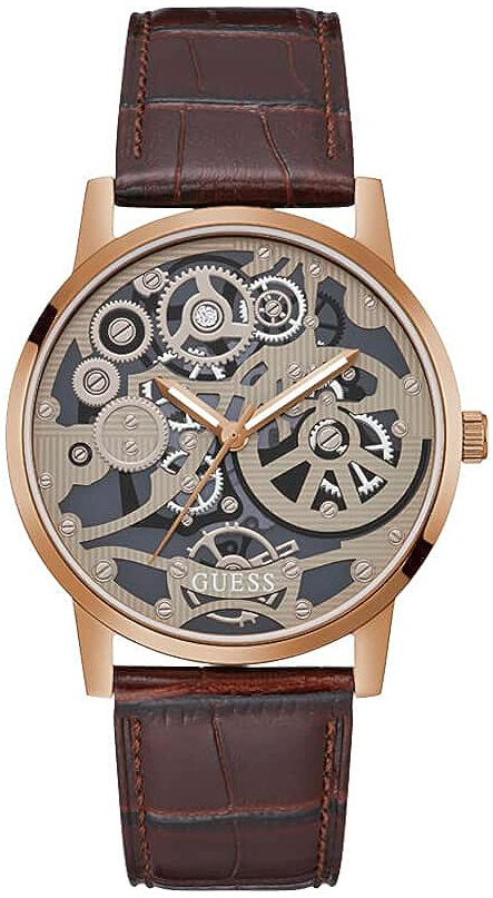 Guess Herrklocka GW0570G2 Gadget Skelettskuren/Läder Ø42 mm - Guess