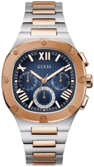 Guess Herrklocka GW0572G4 Headline Blå/Roséguldstonat stål Ø42 mm - Guess