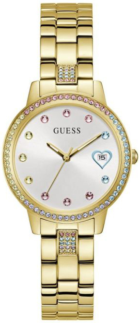 Guess Damklocka GW0657L2 Three Of Hearts Silverfärgad/Gulguldtonat - Guess