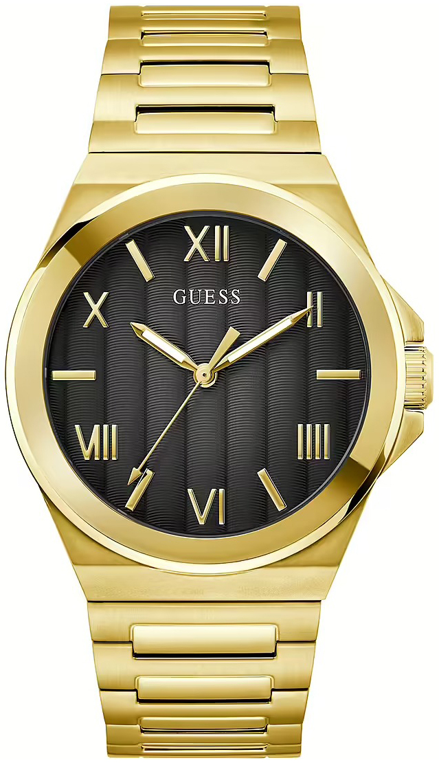 Guess Herrklocka GW0789G2 Vinyl Svart/Gulguldtonat stål Ø44 mm - Guess