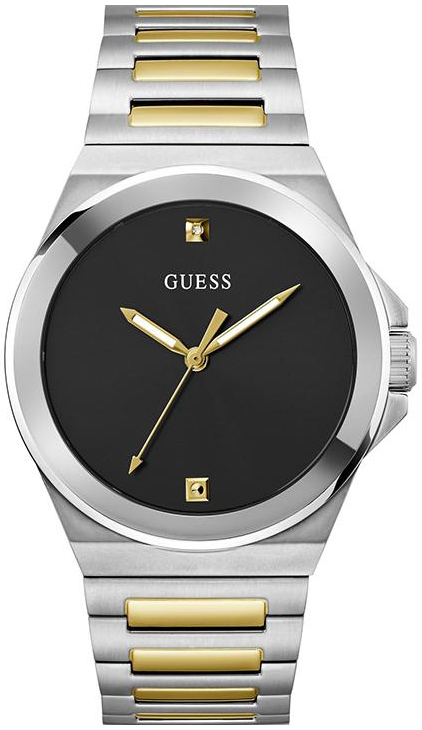 Guess Herrklocka GW0833G3 Vinyl Svart/Gulguldtonat stål Ø44 mm - Guess