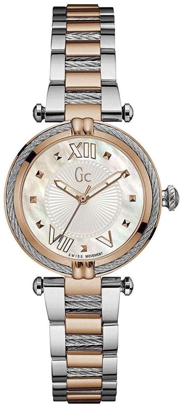 Guess Damklocka Y18002L1 Cable Chic Vit/Roséguldstonat stål Ø32 mm - Guess