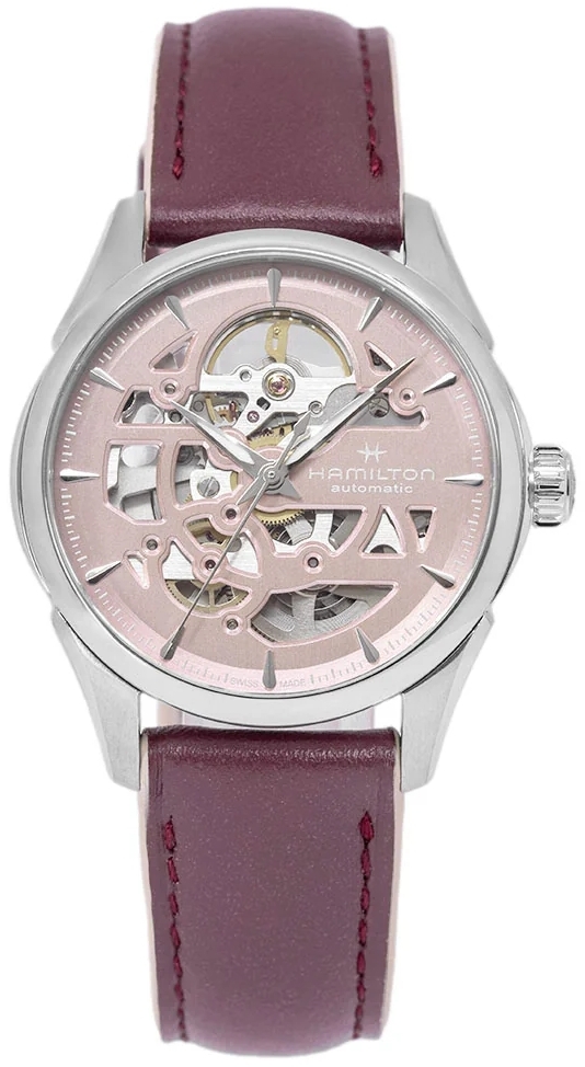 Hamilton Damklocka H32265870 Jazzmaster Skeleton Rosa/Läder Ø36 mm - Hamilton