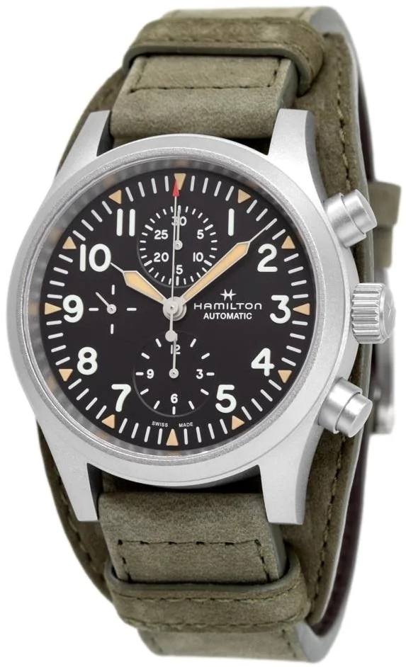 Hamilton Herrklocka H71706830 Khaki Field Svart/Läder Ø44 mm - Hamilton