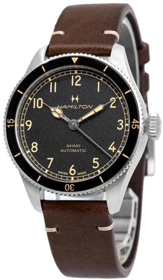 Hamilton Herrklocka H76205530 Khaki Aviation Svart/Läder Ø38 mm - Hamilton